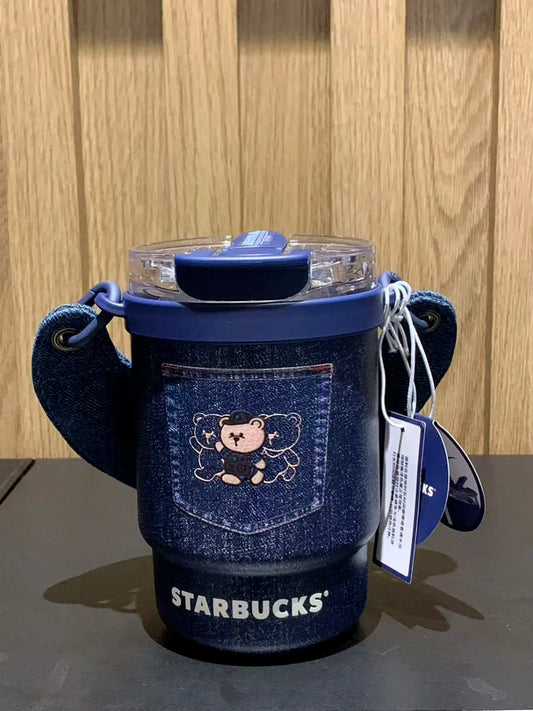 Starbucks China 2026 Denim Stainless Steel Double Drinking Cup With Handle 435ml display