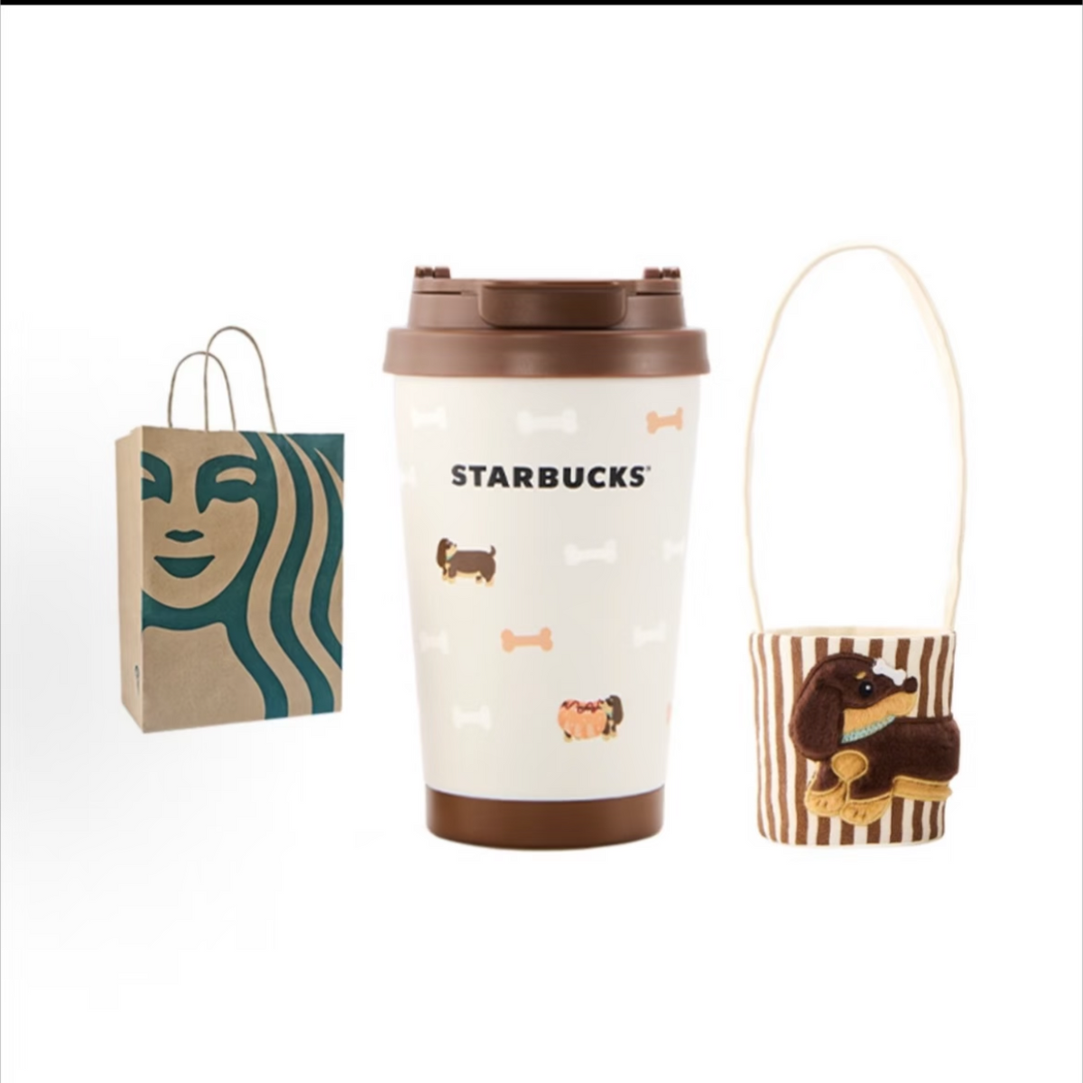 Starbucks China 2026 Pet Paw World 380ml Dachshund Sleeve SS Cup DISPLAY