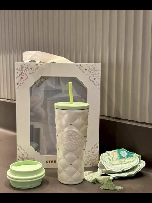 Starbucks China 2026 Spring Blessings SS Diamond Cup Double Lids Cup