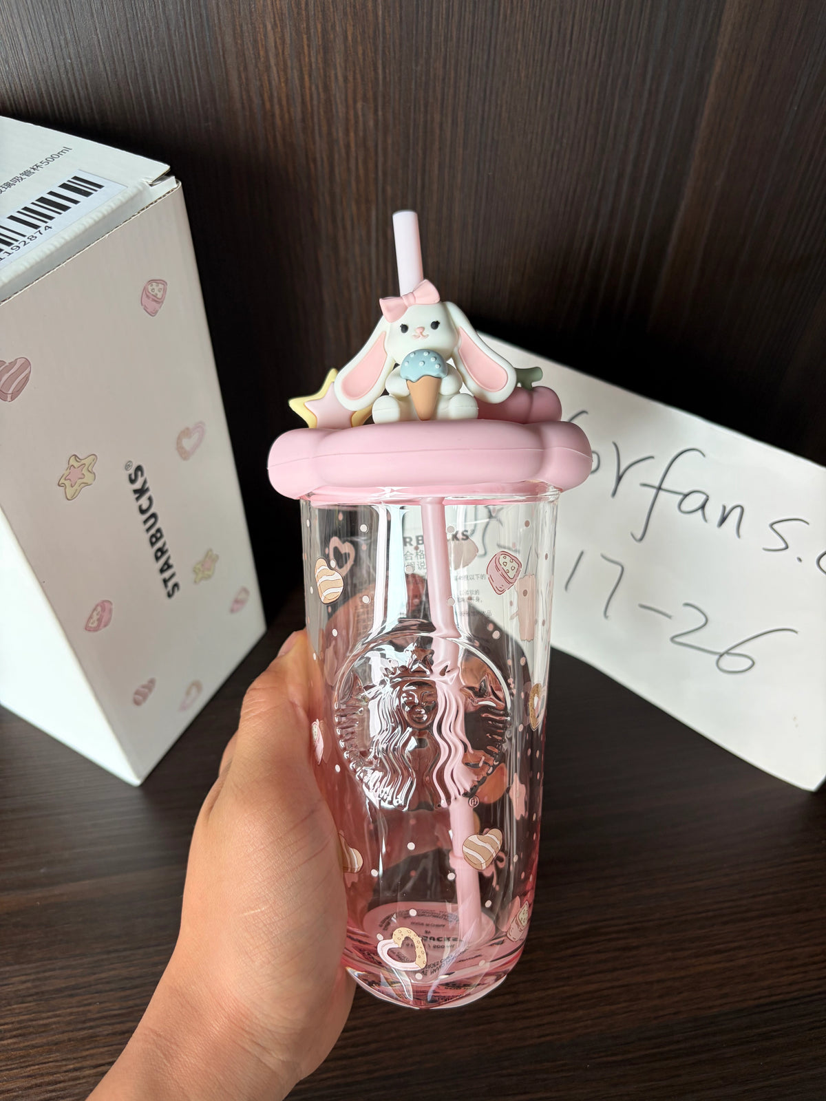 Starbucks China Summer 2026 Dessert Party Bunny Straw Lid Glass 500ml ON HAND