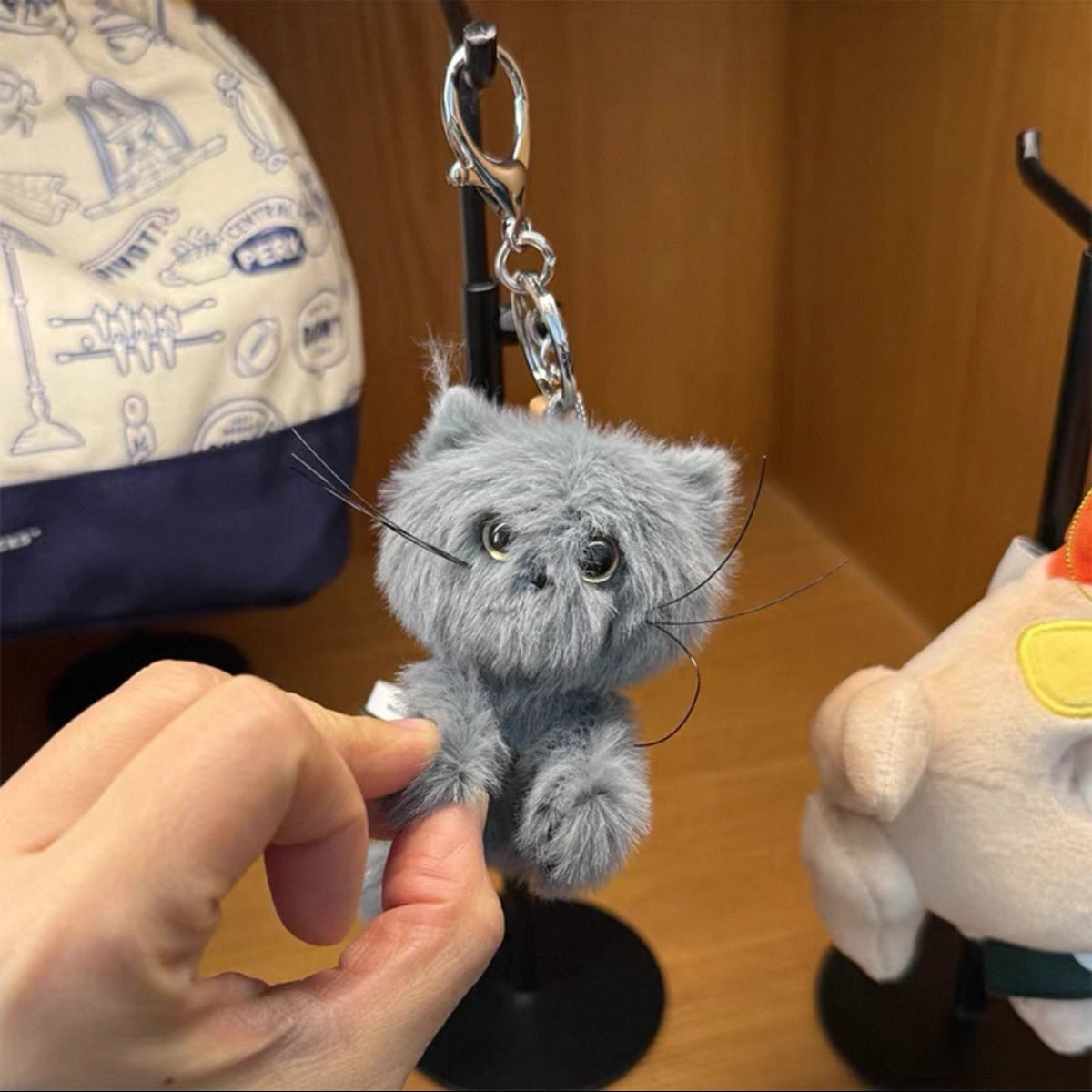 Starbucks Korea+Friends Co-Branded Gray Cat Keychain Ornament