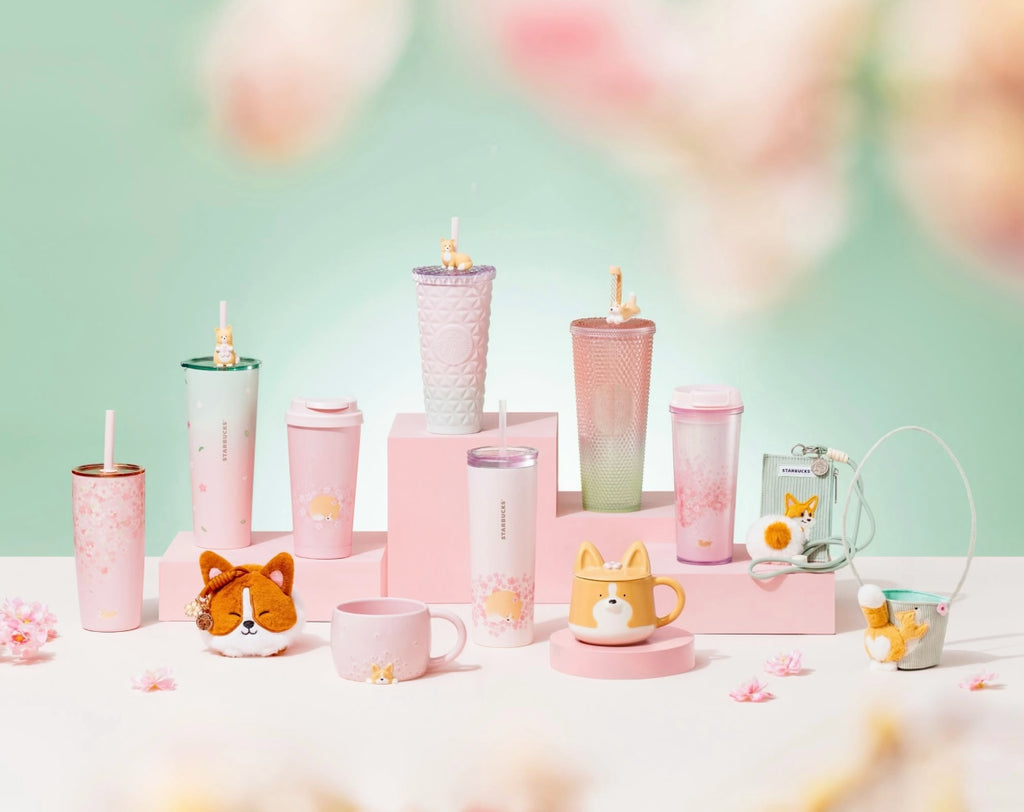 Starbucks Taiwan 2026 Sakura with Corgi Cup Tumblers Free Shipping
