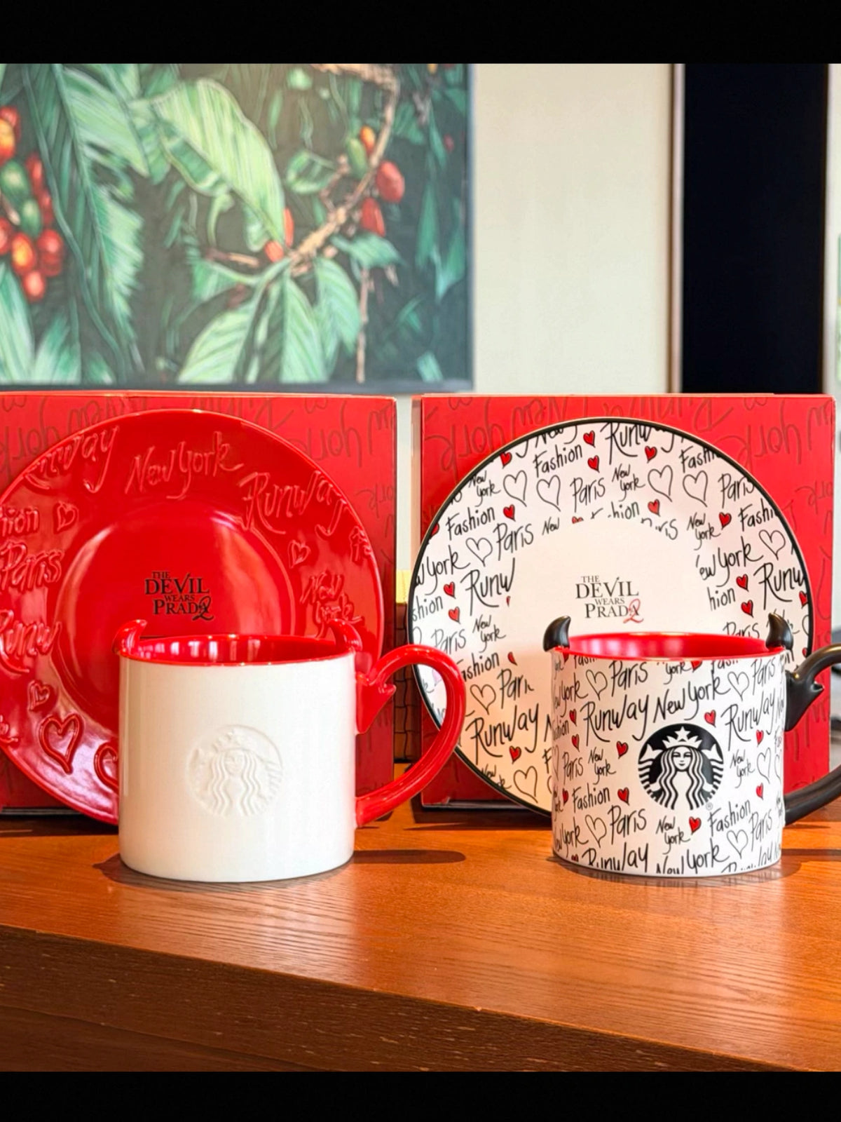 Starbucks The Devil Wears Prada 390ml Ceramic Mug Saucer Set