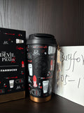 Starbucks The Devil Wears Prada Black SS Tumbler 17oz with Metal Chain front view